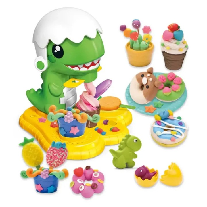 Set de plastilina, cu aparat de inghetata si dulciuri, DINO