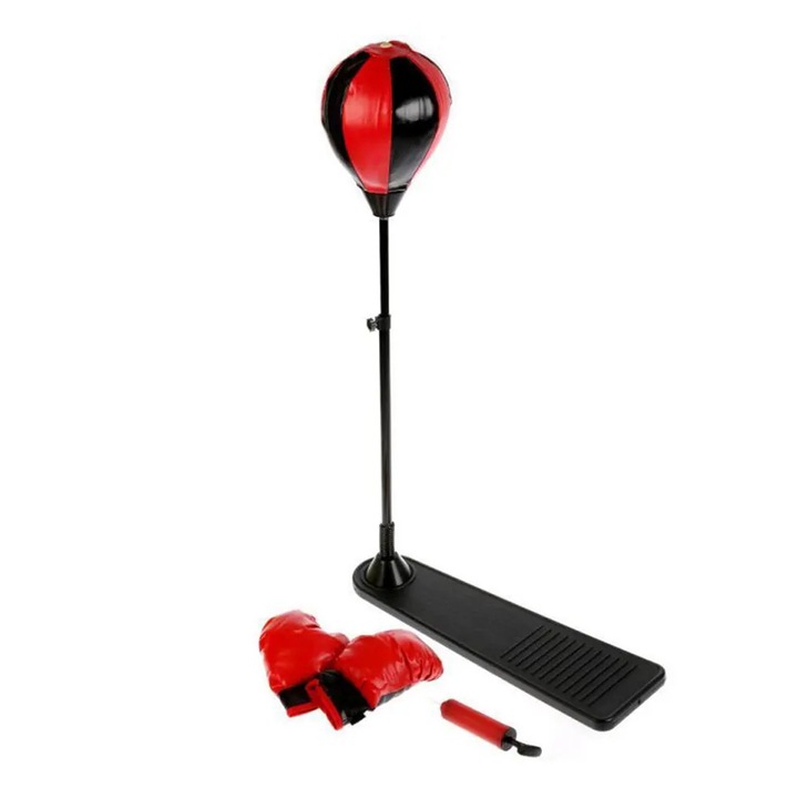 Sac de box pentru copii, Pe suport, Cu manusi, Inaltime reglabila