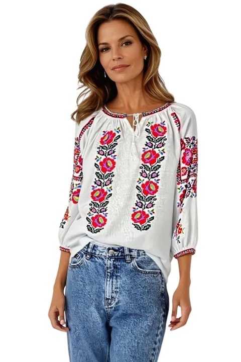 Bluza dama tip ie R256 alb/roz, marimea M