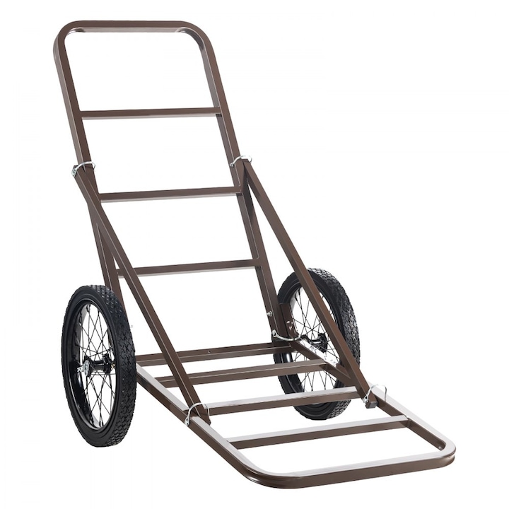 Carucior Pliabil pentru Transport Vanat, cu Roti, Capacitate 136 kg, Culoare Maro