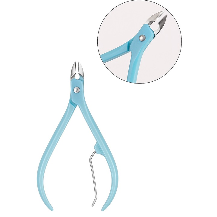 Cleste pentru indepartarea cuticulelor, Ubix, inox si plastic, albastru deschis, 9.5x6cm