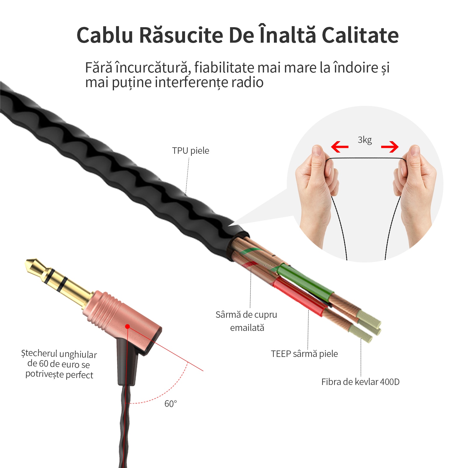 Casti SoundMAGIC E50 cu fir in-ear cu performanta imbunatatita a bass-ului, calitate audio in inalta definitie, jack audio de 3,5mm, compatibile cu telefoane/calculatoare/tablete, auriu