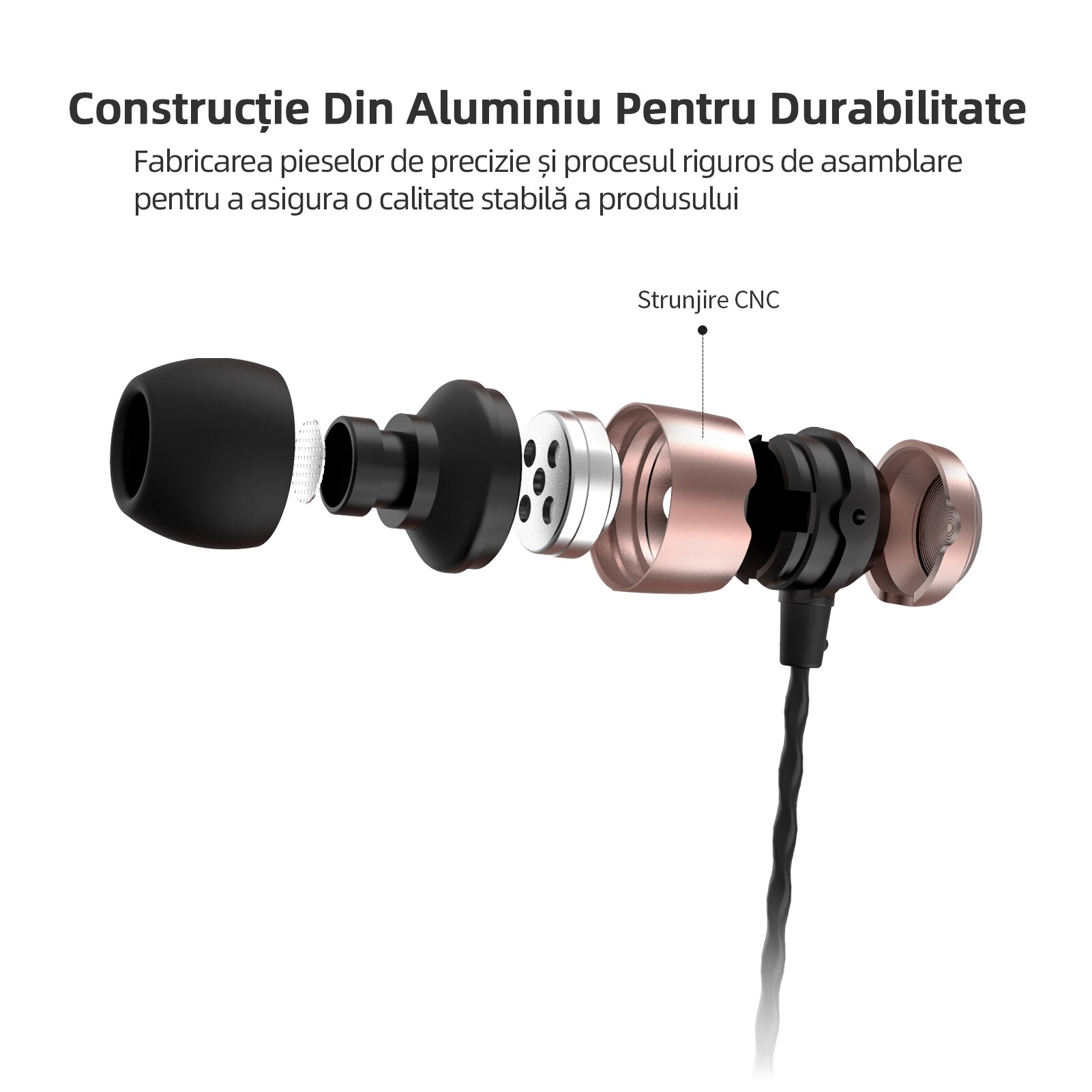 Casti SoundMAGIC E50 cu fir in-ear cu performanta imbunatatita a bass-ului, calitate audio in inalta definitie, jack audio de 3,5mm, compatibile cu telefoane/calculatoare/tablete, auriu