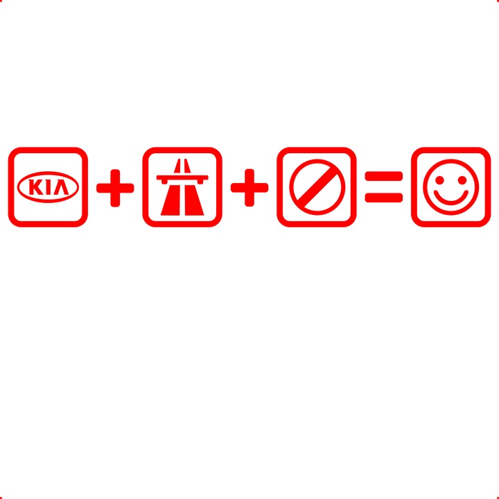 Sticker auto kia autostrada, Cri Flo, Rezistent la apa, Culoare Rosu, Marime 21 cm