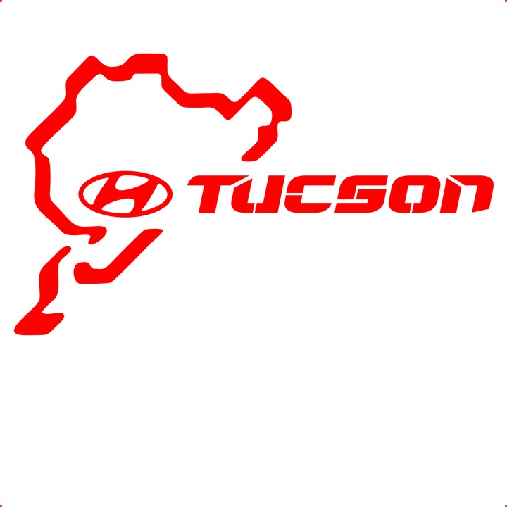 Sticker auto nurburgring tucson, Cri Flo, Rezistent la apa, Culoare Rosu, Marime 21 cm