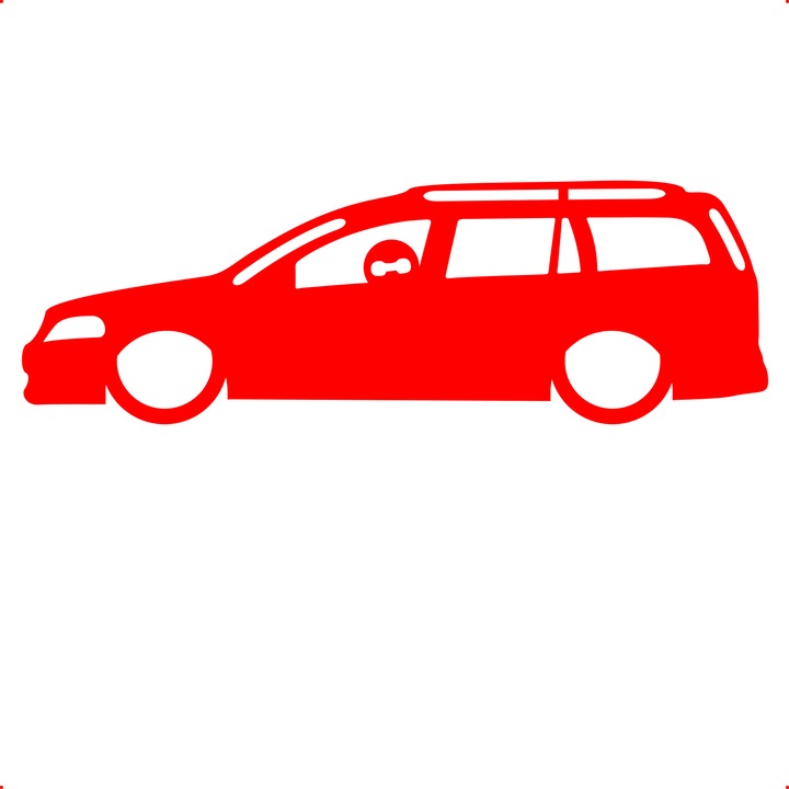 Sticker auto opel astra stig, Cri Flo, Rezistent la apa, Culoare Rosu, Marime 21 cm