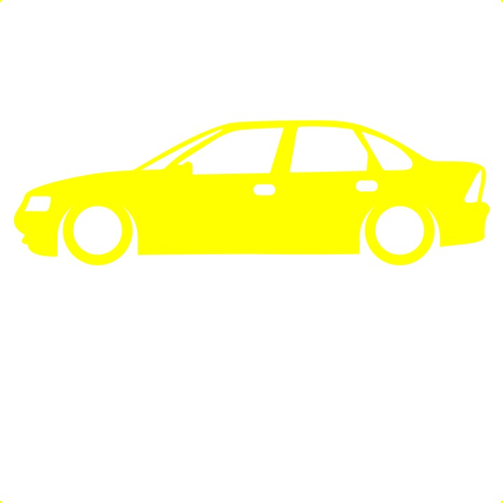 Sticker auto opel vectra b, Cri Flo, Rezistent la apa, Culoare Galben, Marime 21 cm