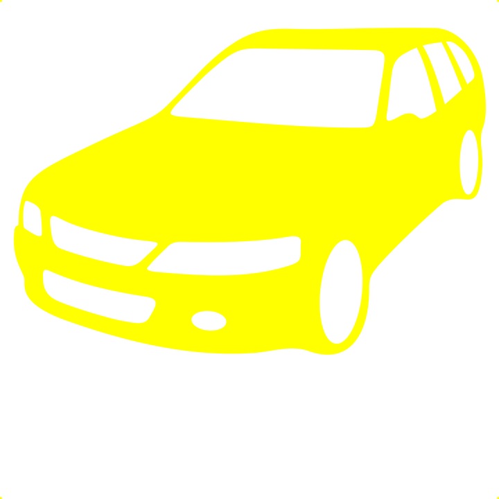 Sticker auto opel vectra b fata, Cri Flo, Rezistent la apa, Culoare Galben, Marime 21 cm
