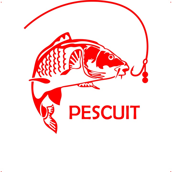 Sticker auto pescuit, Cri Flo, Rezistent la apa, Culoare Rosu, Marime 21 cm