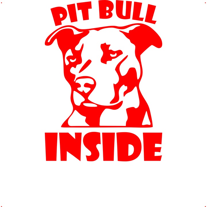 Sticker auto pitbull inside, Cri Flo, Rezistent la apa, Culoare Rosu, Marime 21 cm