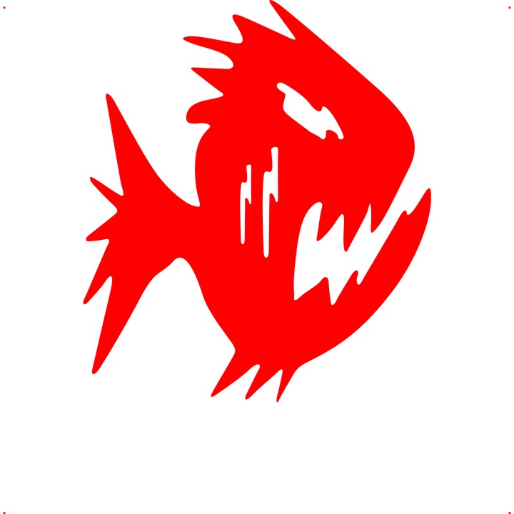 Sticker auto piranha, Cri Flo, Rezistent la apa, Culoare Rosu, Marime 21 cm