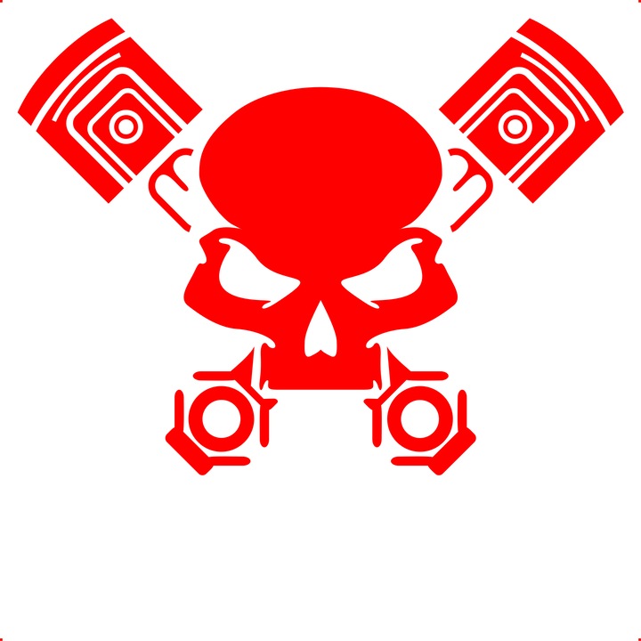 Sticker auto piston head, Cri Flo, Rezistent la apa, Culoare Rosu, Marime 21 cm