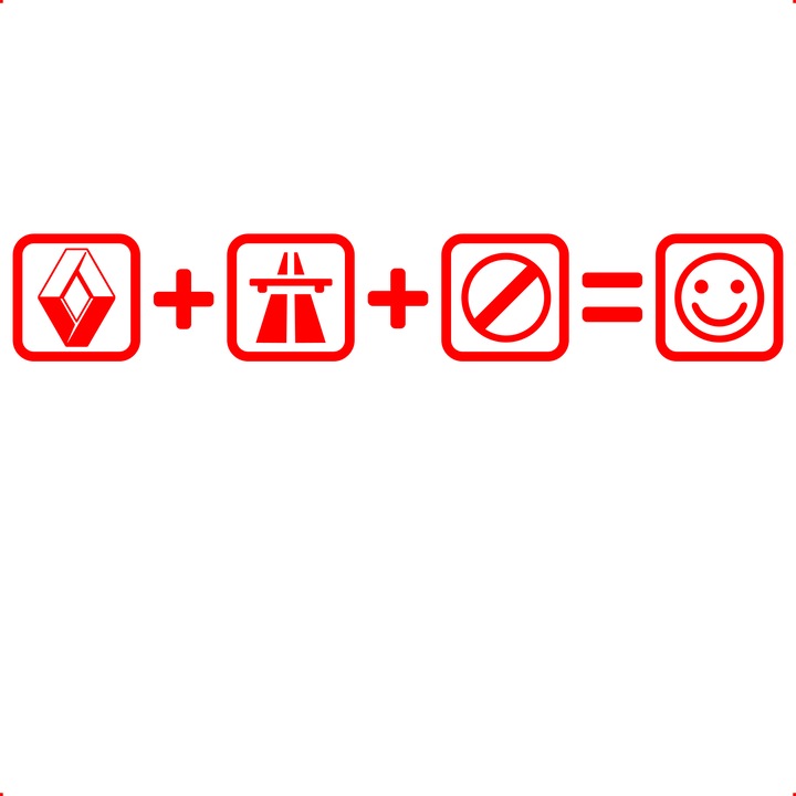 Sticker auto renault autostrada, Cri Flo, Rezistent la apa, Culoare Rosu, Marime 21 cm