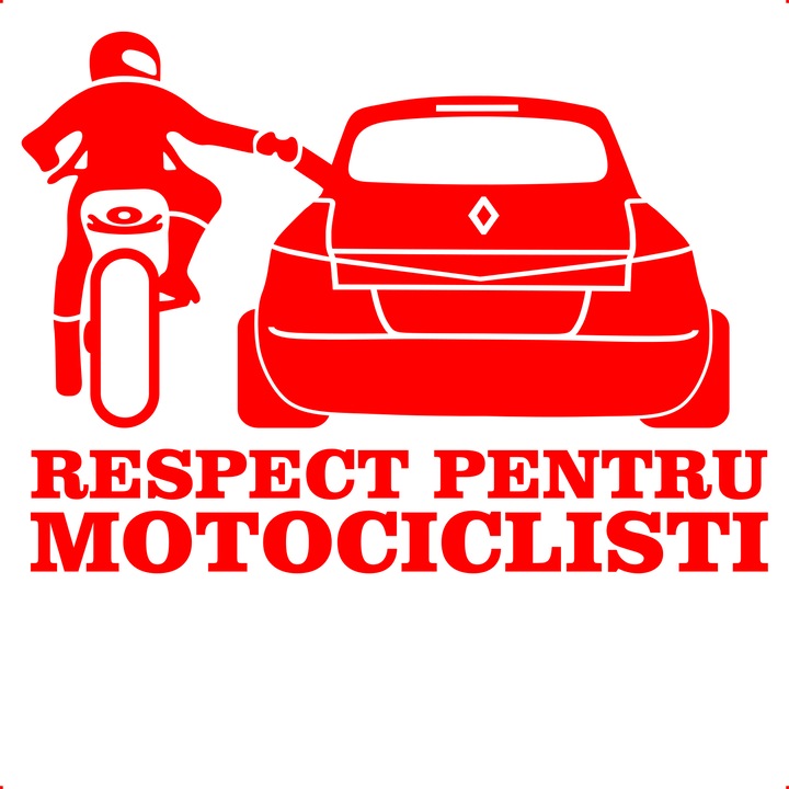 Sticker auto respect megane 2 ro, Cri Flo, Rezistent la apa, Culoare Rosu, Marime 21 cm