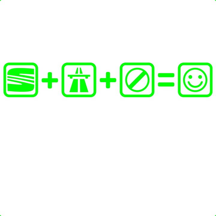 Sticker auto seat autostrada, Cri Flo, Rezistent la apa, Culoare Verde, Marime 21 cm