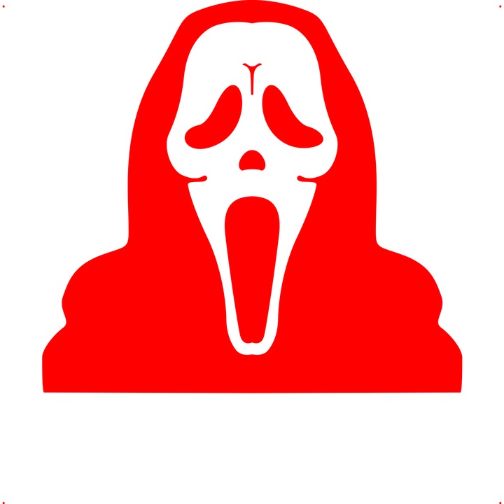 Sticker auto scary movie, Cri Flo, Rezistent la apa, Culoare Rosu, Marime 21 cm