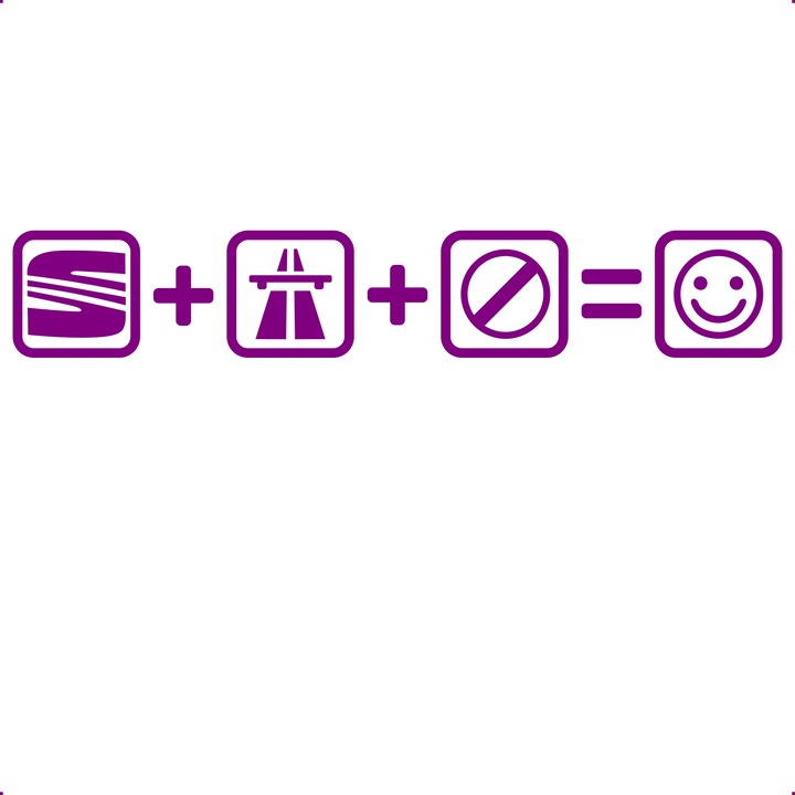 Sticker auto seat autostrada, Cri Flo, Rezistent la apa, Culoare Mov, Marime 21 cm