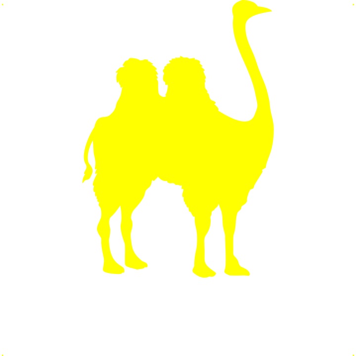 Sticker auto strutocamila, Cri Flo, Rezistent la apa, Culoare Galben, Marime 21 cm