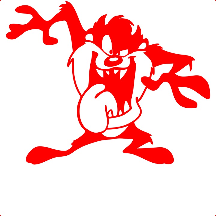 Sticker auto taz, Cri Flo, Rezistent la apa, Culoare Rosu, Marime 21 cm