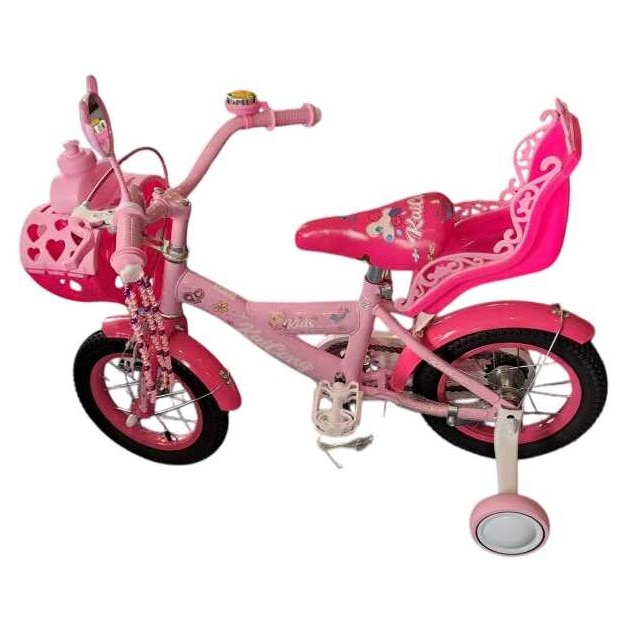 Roata Roz Bicicleta pentru fetita cu cos de plastic, portbagaj si roata de ...