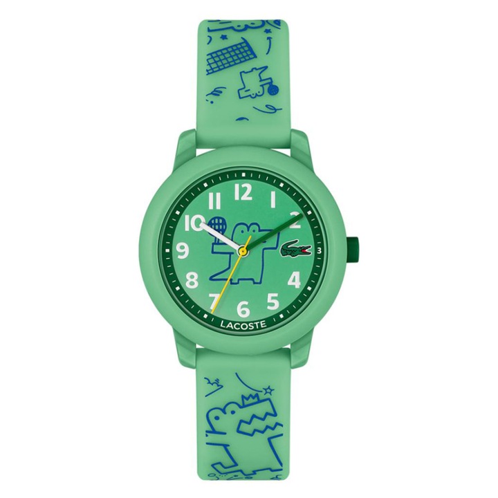 Детски часовник Lacoste 2030057, зелен, кожена каишка, 33x9 мм, водоустойчив 30 м
