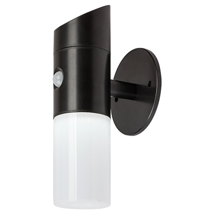 Lampa de perete exterior Rabalux Lutto negru cu senzor LED 1W 65Lm 6500K inaltime 23cm IP44