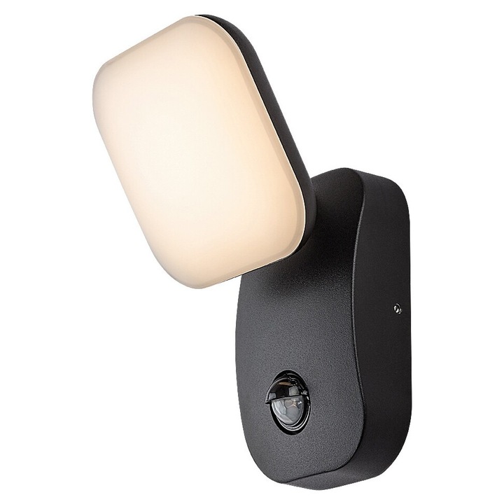Външен аплик Rabalux Odiel с фотосензор, черна LED, 12W, 850Lm, 3000K, височина 12см, IP44