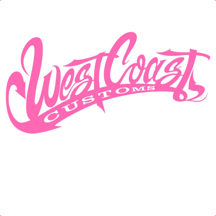 Sticker auto west coast, Cri Flo, Rezistent la apa, Culoare Roz, Marime 21 cm
