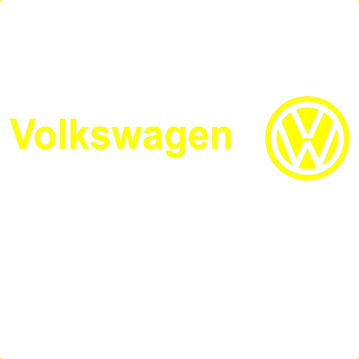 Sticker auto vw sigla, Cri Flo, Rezistent la apa, Culoare Galben, Marime 21 cm