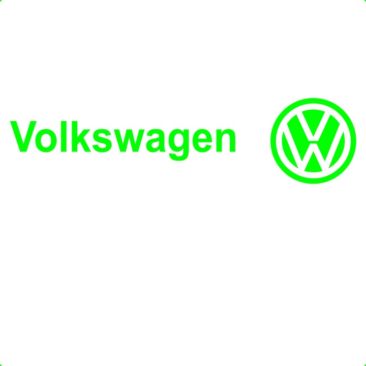 Sticker auto vw sigla, Cri Flo, Rezistent la apa, Culoare Verde, Marime 21 cm