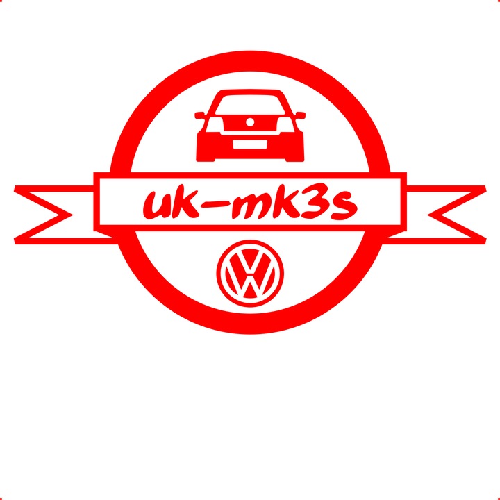 Sticker auto uk mk3, Cri Flo, Rezistent la apa, Culoare Rosu, Marime 21 cm