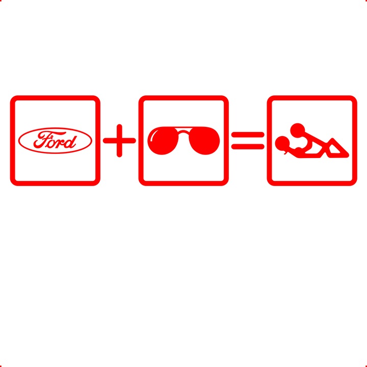 Sticker auto still ford, Cri Flo, Rezistent la apa, Culoare Rosu, Marime 21 cm