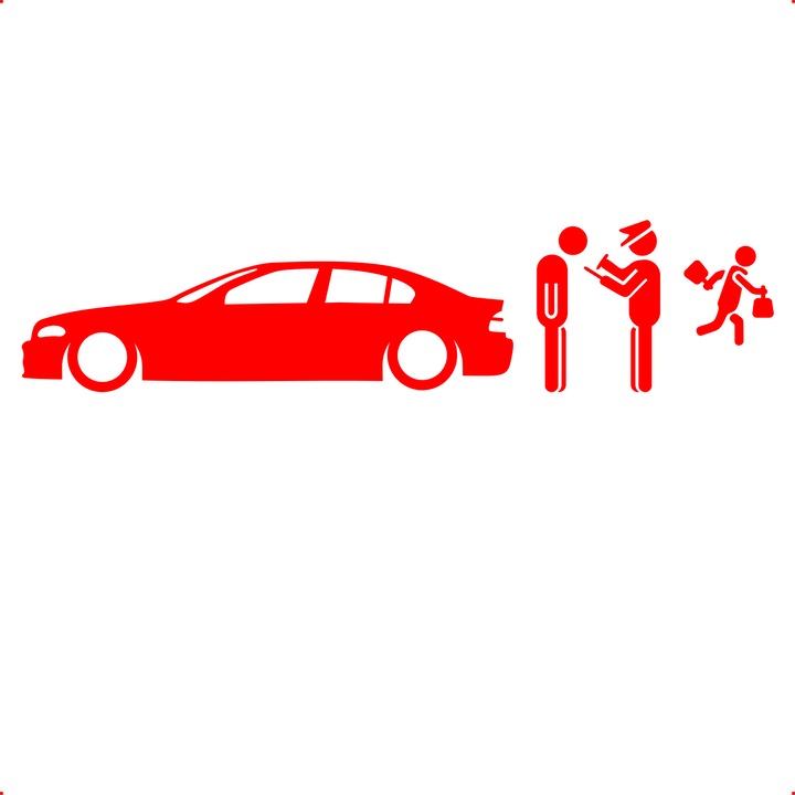 Sticker auto silueta politie hoti, Cri Flo, Rezistent la apa, Culoare Rosu, Marime 21 cm