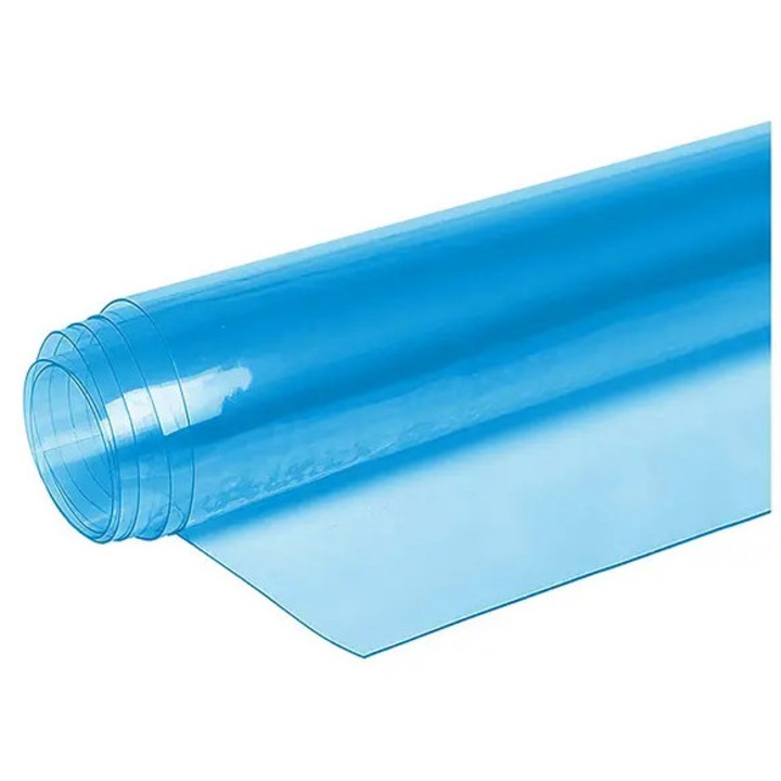 Átlátszó fólia, PVC, Kacperek, 0,5mm, kék, 50x140cm