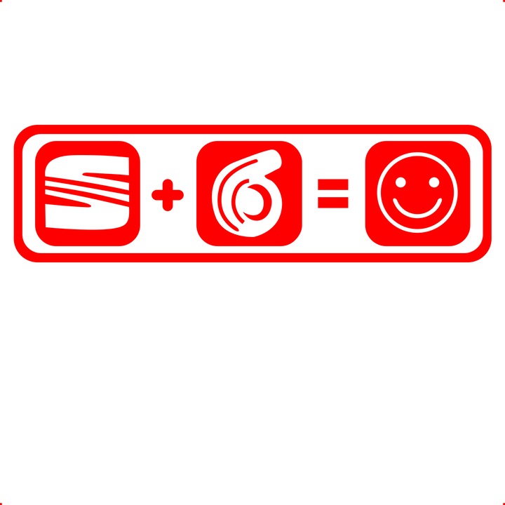 Sticker auto seat turbo happy, Cri Flo, Rezistent la apa, Culoare Rosu, Marime 21 cm