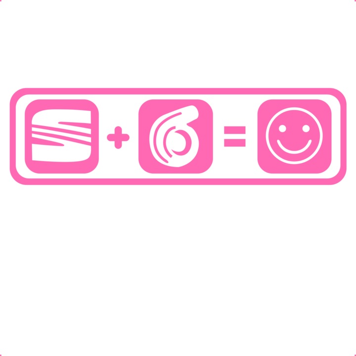 Sticker auto seat turbo happy, Cri Flo, Rezistent la apa, Culoare Roz, Marime 21 cm