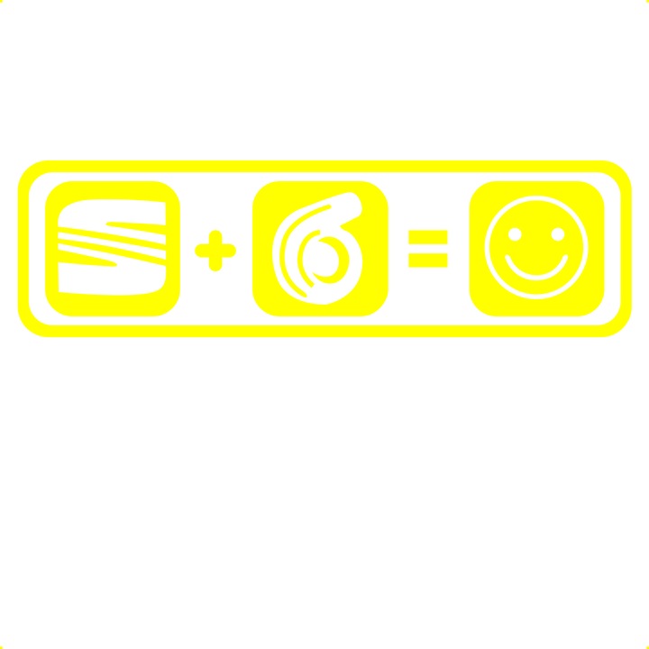 Sticker auto seat turbo happy, Cri Flo, Rezistent la apa, Culoare Galben, Marime 21 cm