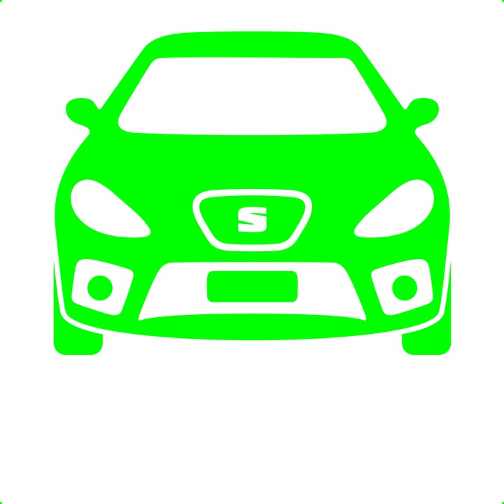 Sticker auto seat leon fata, Cri Flo, Rezistent la apa, Culoare Verde, Marime 21 cm