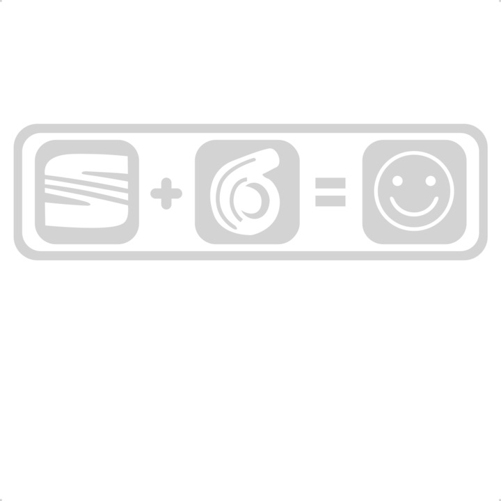 Sticker auto seat turbo happy, Cri Flo, Rezistent la apa, Culoare Alb, Marime 21 cm