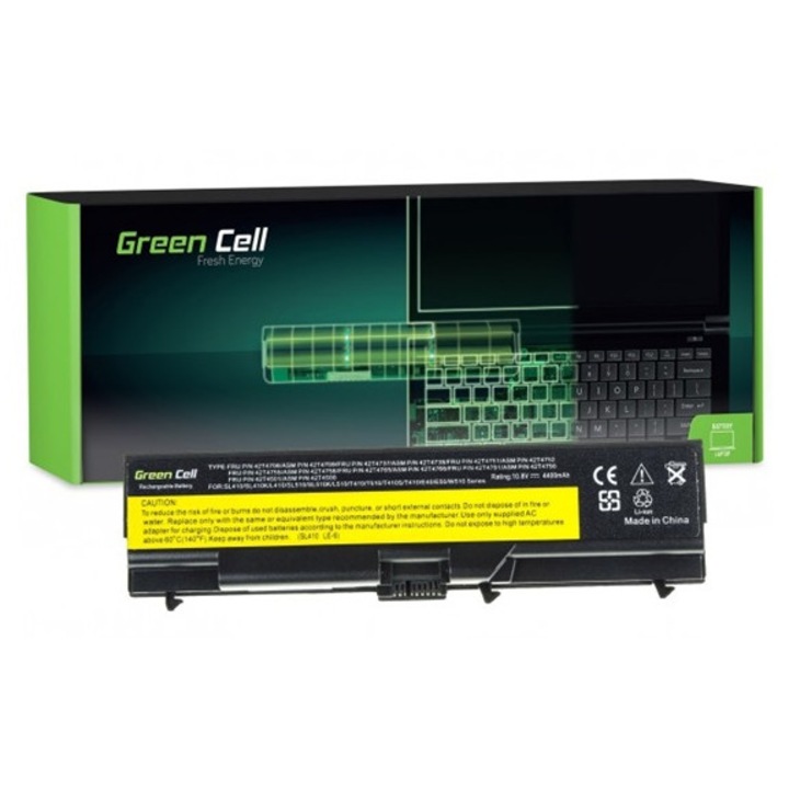Green cell akkumulátor, 11.1v, 4400mAh, kompatibilis lenovo thinkpad t410 t420 t510 t520 w510 -vel