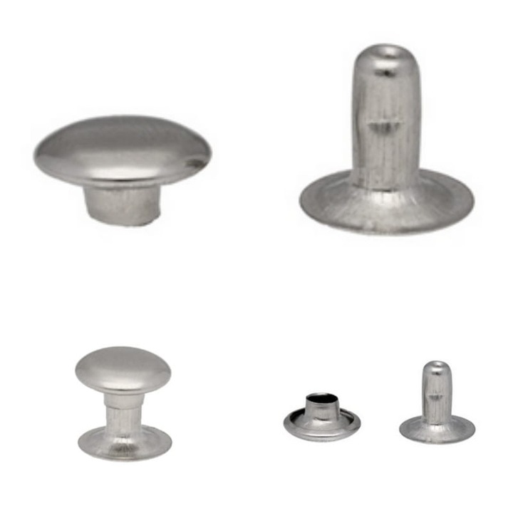 Nituri pentru prelucrarea pielii, Kacperek, 6x6mm, Nickel, 1000 buc