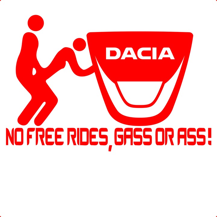 Sticker auto nfr dacia, Cri Flo, Rezistent la apa, Culoare Rosu, Marime 21 cm