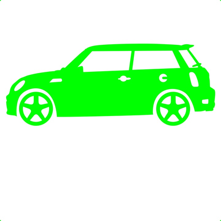Sticker auto mini cooper lateral, Cri Flo, Rezistent la apa, Culoare Verde, Marime 21 cm