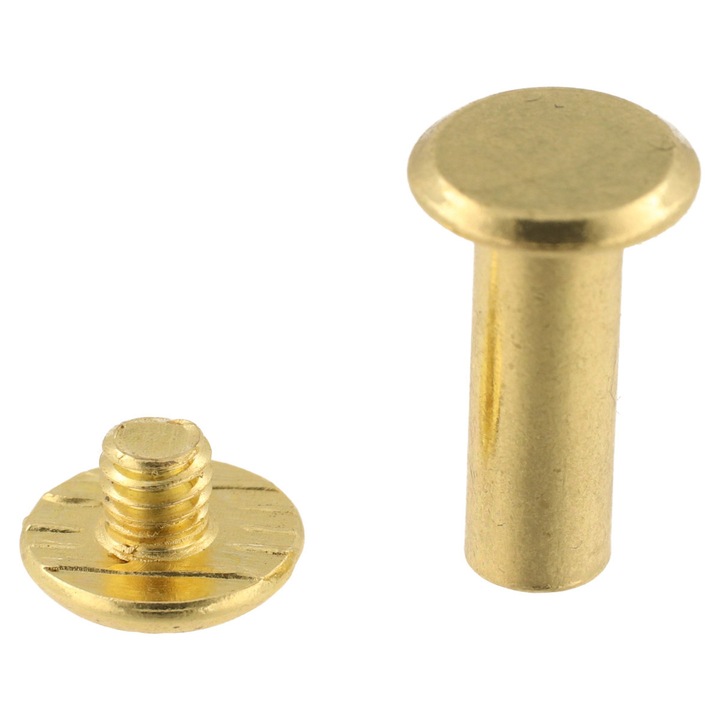 Kacperek csavaros szegecsek, 20 mm, lapos fejű, arany, 50 darabos készlet