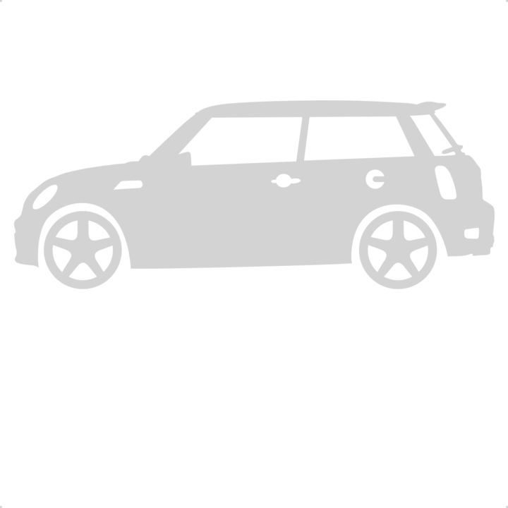 Sticker auto mini cooper lateral, Cri Flo, Rezistent la apa, Culoare Alb, Marime 21 cm