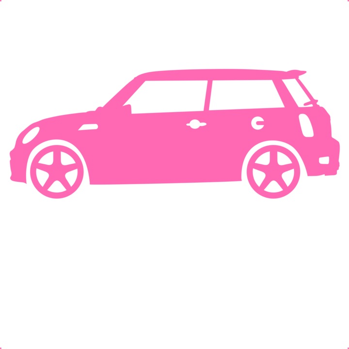 Sticker auto mini cooper lateral, Cri Flo, Rezistent la apa, Culoare Roz, Marime 21 cm