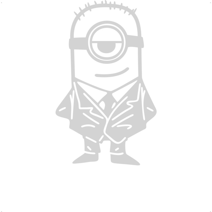 Sticker auto minion black, Cri Flo, Rezistent la apa, Culoare Alb, Marime 21 cm