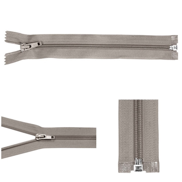 Fermoar spiralat cu blocare automata, Kacperek, 45 cm, gri, 25 bucati