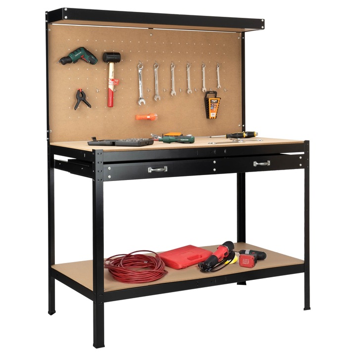 Horten munkaasztal, Gockowiak, fém, 120x60cm, teherbírás 200kg, fekete