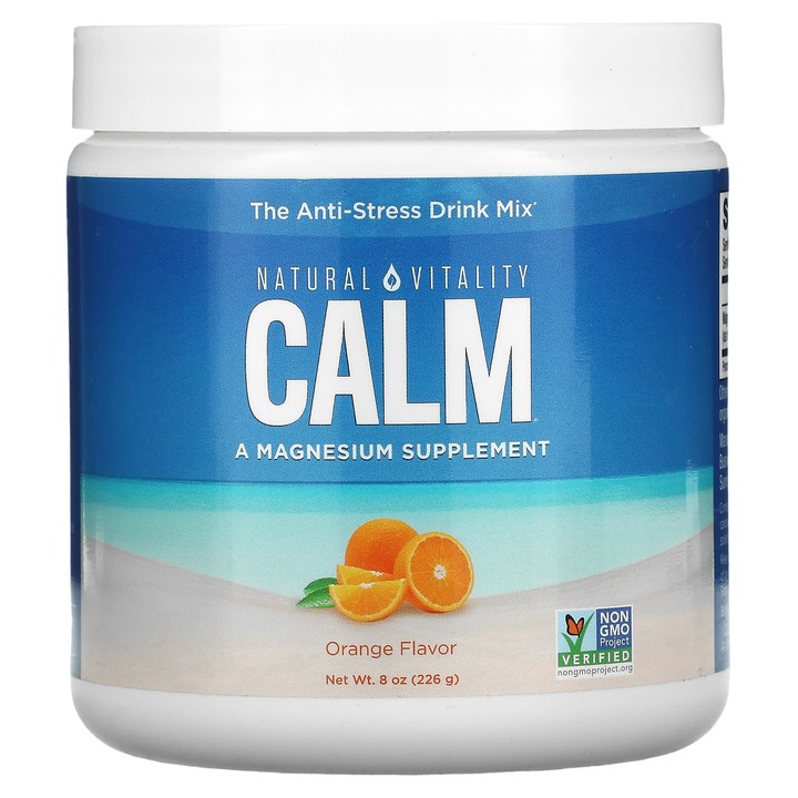 Natural Vitality CALM, supliment cu magneziu, portocala, 226 g
